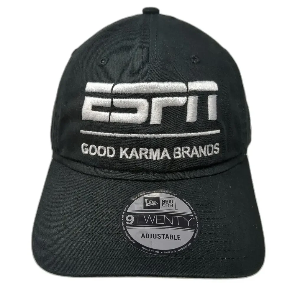 New Era Baseball Cap Black One Size ESPN Good Karma Brands Adjustable Strap Hat